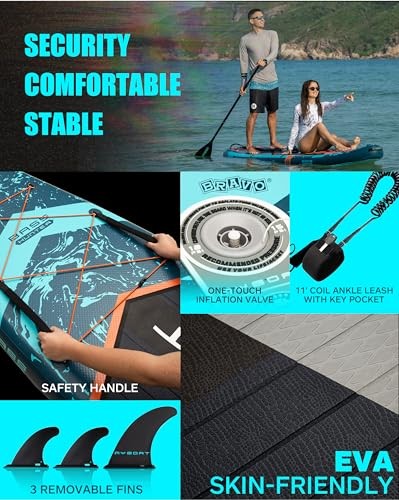 11'6"×34"×6" Extra Wide Inflatable Paddle Board, bass hunter basic version