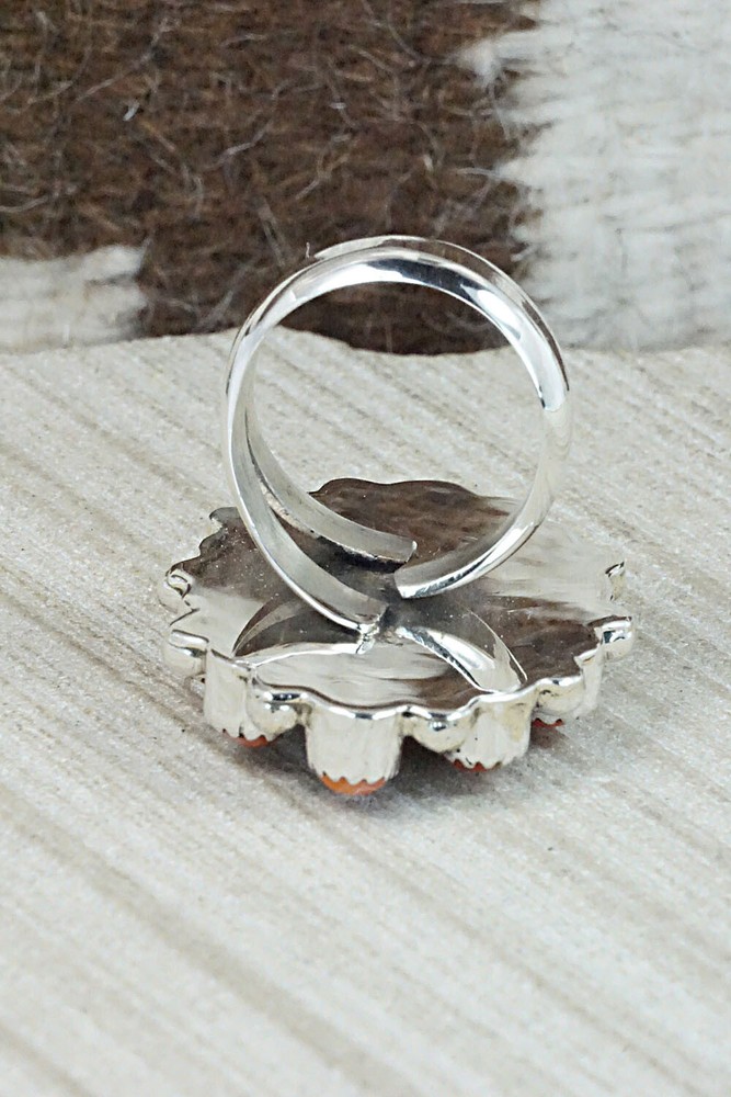 Spiny Oyster & Sterling Silver Ring - Sandra Parkett - Size 9 (Adj.)