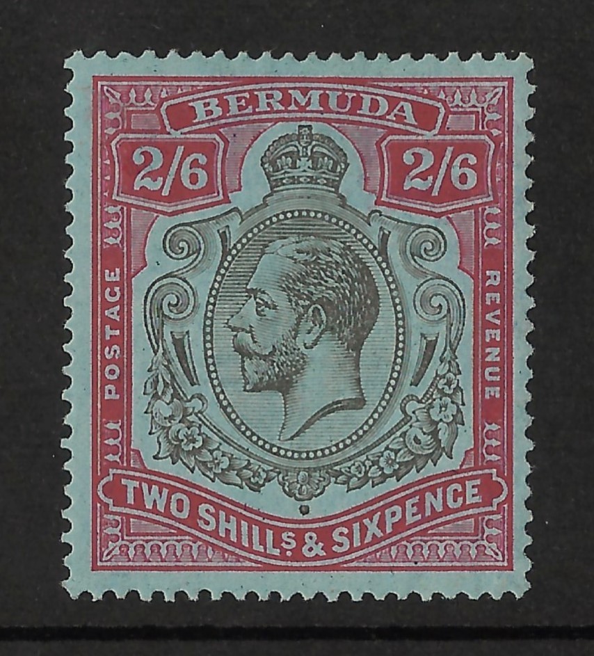 BERMUDA 1924-32 KGV SG89 2/6 NICK IN TOP RIGHT SCROLL mint hinged