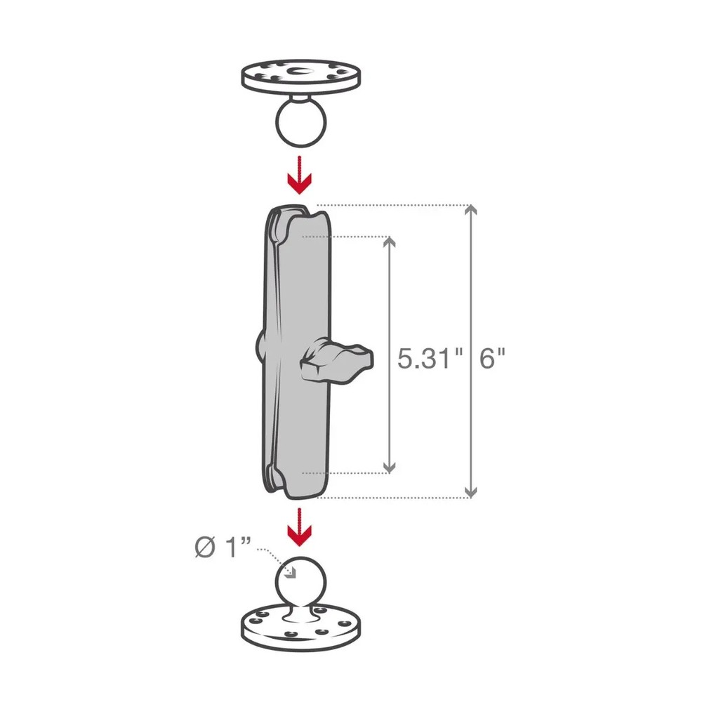 RAM Mounts Double Socket Arm Black Large