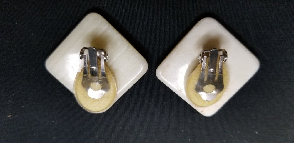 Vintage Natural Scolecite Square Shape Earrings