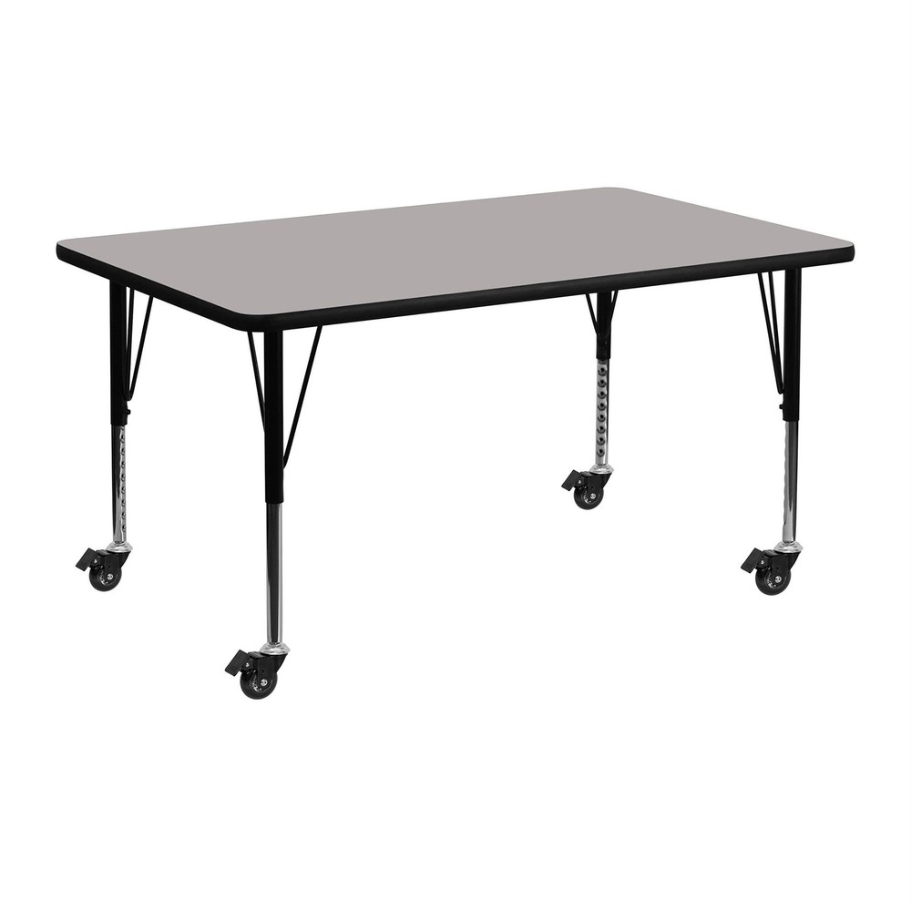 Flash Furniture Rectangular High Pressure Top Mobile Activity Table in Gray