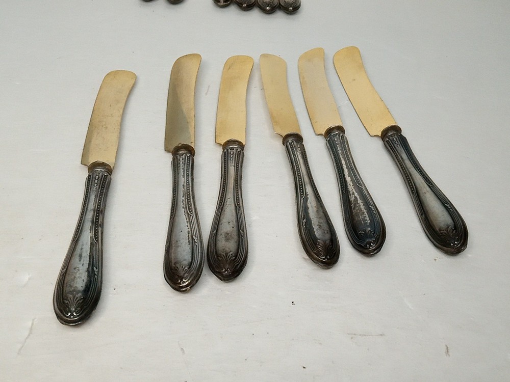 ANTIQUE .800 Silver Handled Forks & Knives Set 12 Pc.