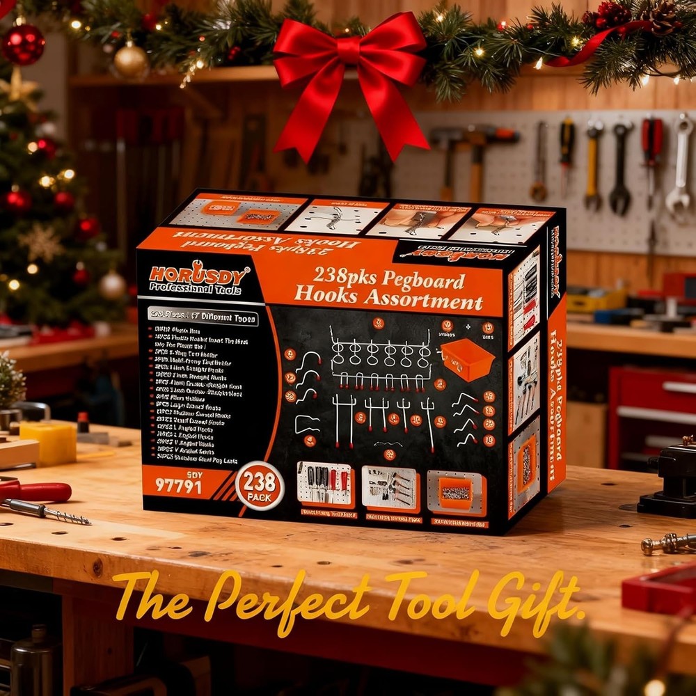 238 pcs Pegboard Hooks Assortment Kit Heavy Duty Rust Resistant Tool Organizer