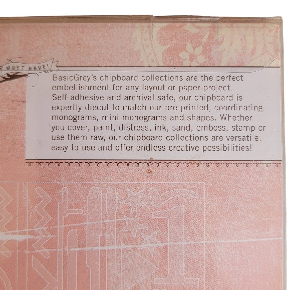 BasicGrey Undressed Recess Embellishments Self Adhesive Chipboard Scrapbooking