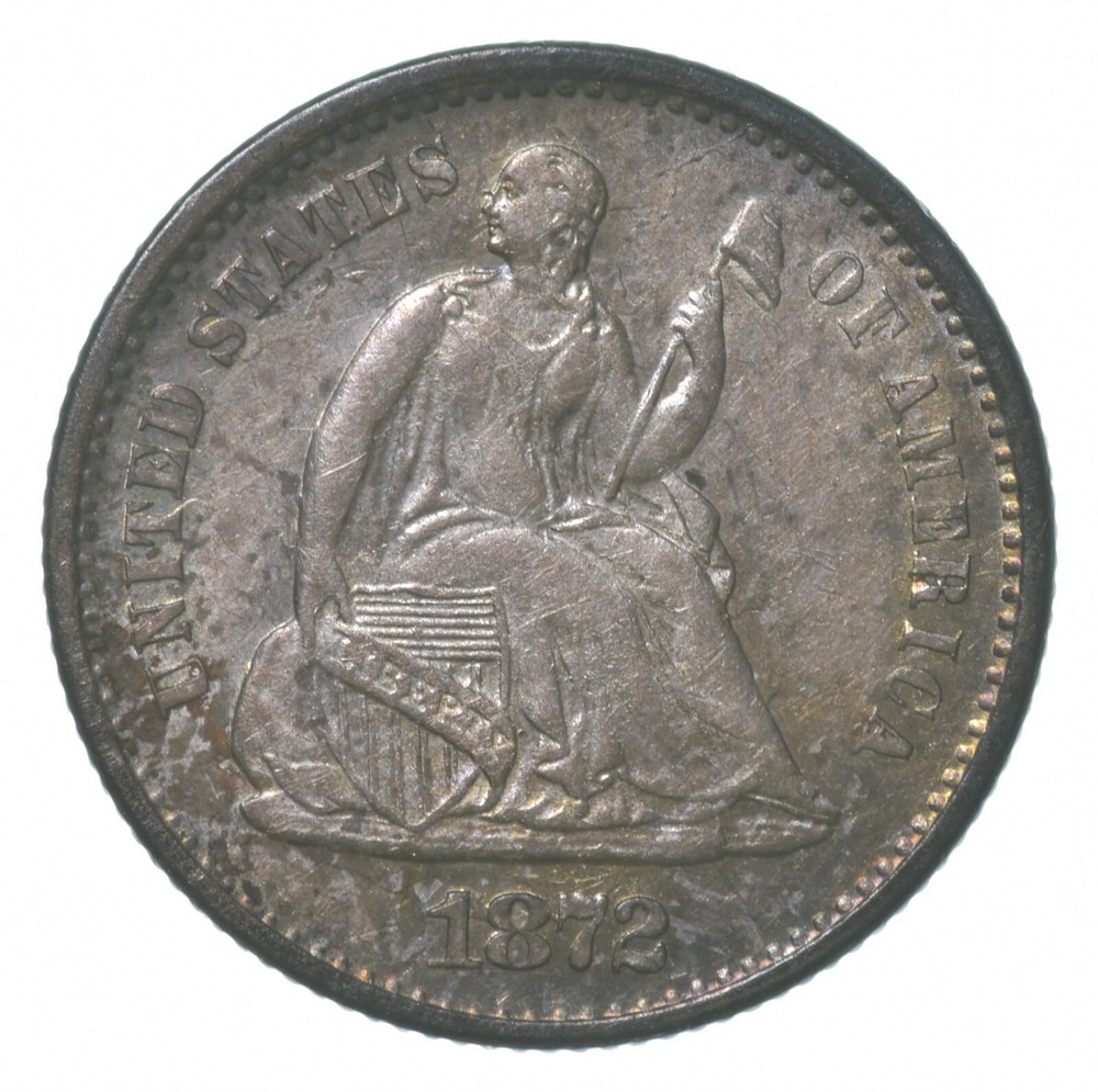 1872-S Seated Liberty Half Dime Above Bow *8416