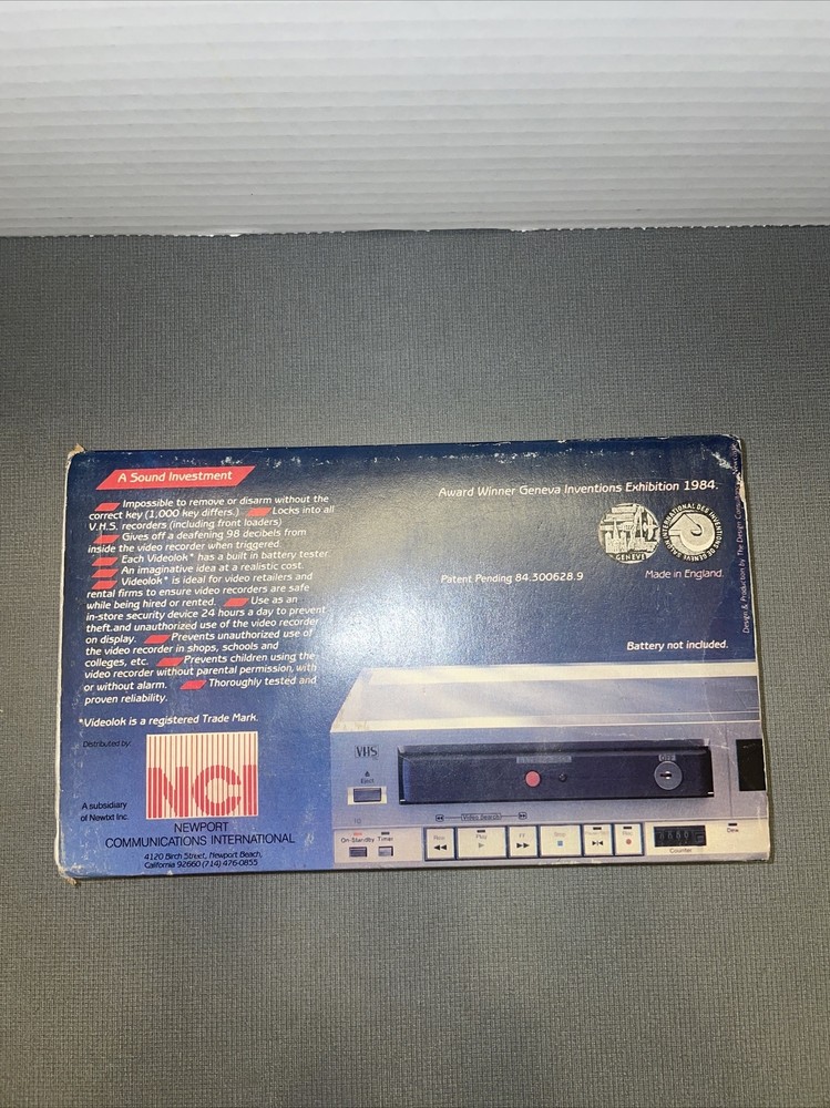 Betamax Videolok Ant Theft Device NCI Electronics Security Device Complete