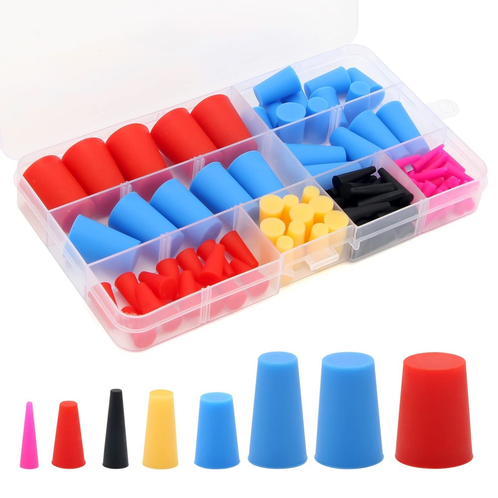 110PCS Silicone Rubber Tapered Plug, HighTemperature Resistant Rubber Stopper...