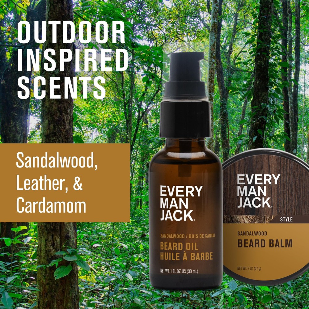 Beard Grooming Kit for Men - Includes Sandalwood Beard Oil & Beard Balm, Bear...