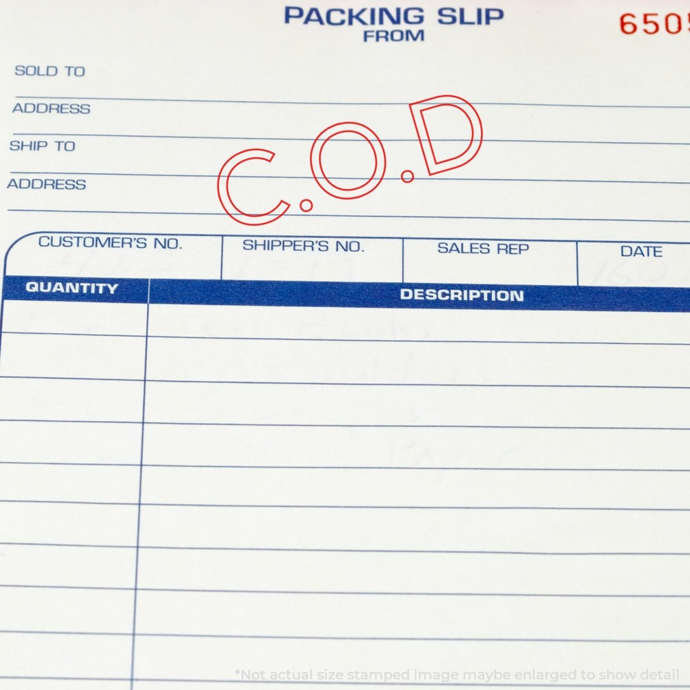 Large COD Outline Rubber Stamp Size 7/8" Tall x 2-1/4" Wide