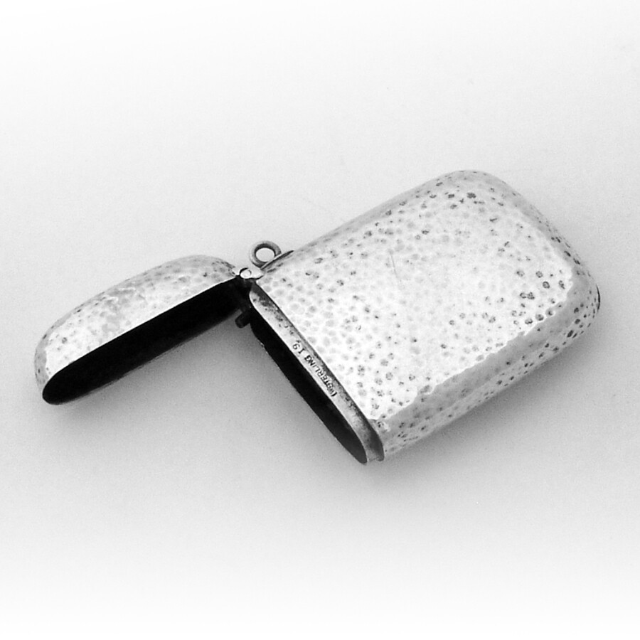 Hammered Match Safe Box Watrous Sterling Silver Mono L