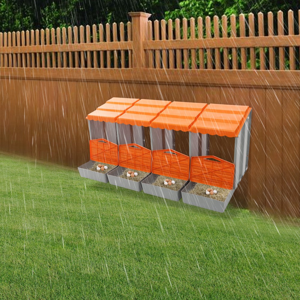 4-Compartment Chicken Nesting Box Freestanding Orange Chicken Nesting Box Modern
