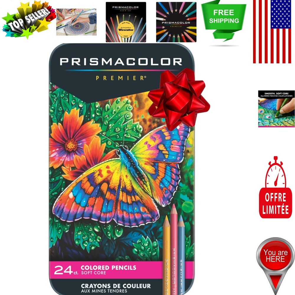 Durable 24 Count Soft Core Colored Pencils - Perfect for Blending & Shading