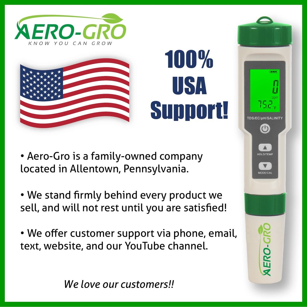 AEROGRO Digital 5in1 Meter 5 Functions pH, TDS, EC, Salinity%, Salinity ppm, ...