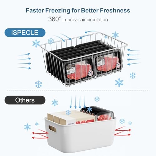 Freezer Organizer Bins - 6 Pack Stand 6-Pack for Complete Organization-White