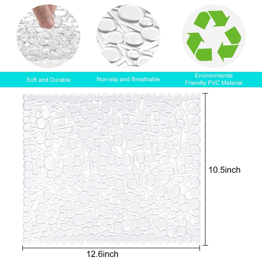 Kitchen Sink Mat PVC Protector Adjustable Dish Drying Pad Clear 2 PCS Guard