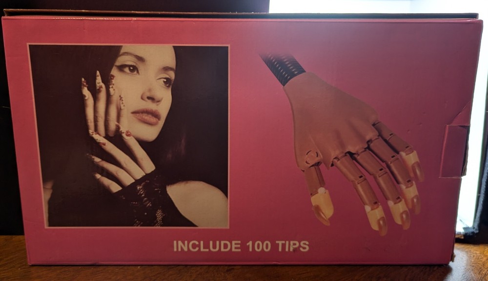 Practice Hand for Acrylic Nails-Flexible Moveable Nail Training Hand Kit + Tips