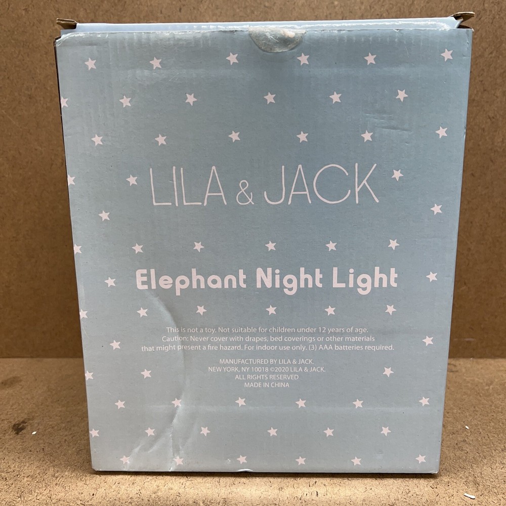 Lila & Jack Kid's Elephant Cordless Ceramic Night -Light