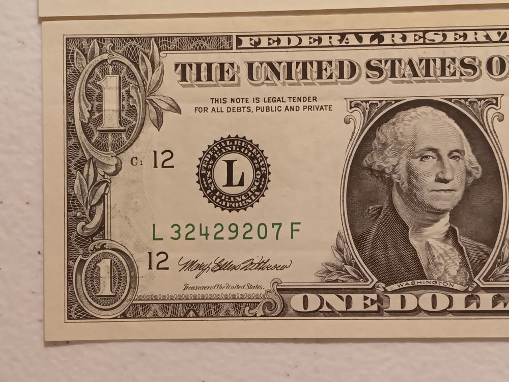 2-Errors Consecutive 1999 $1 Green Seal Federal Reserve Notes- Offset Error