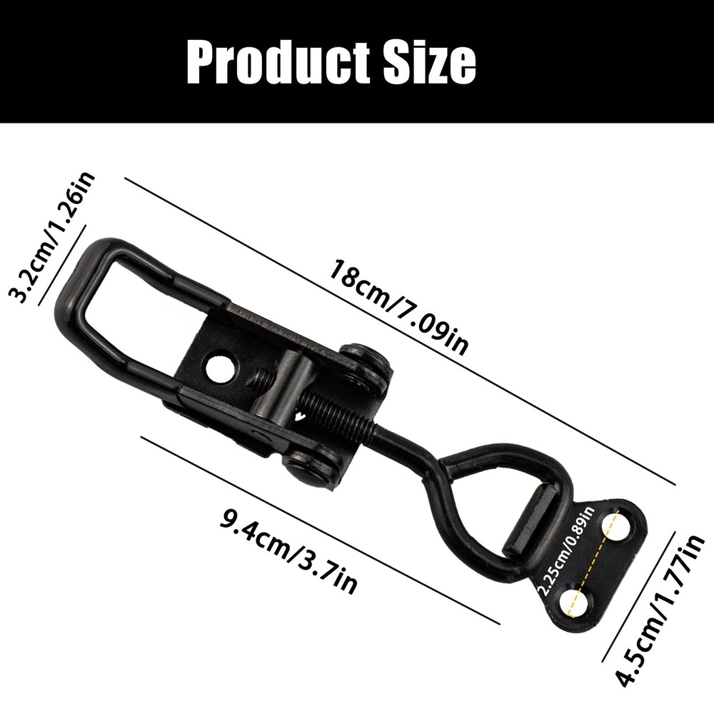 2-Pack Heavy-Duty Black Toggle Latch Clamp - 300lbs Adjustable Pull