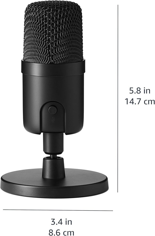 Amazon Basics USB Condenser Microphone for Streaming, Recording, and Black
