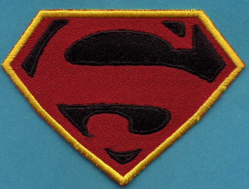 3" x 4" Small Embroidered Superman New Frontier 'S' Logo Iron-On Patch