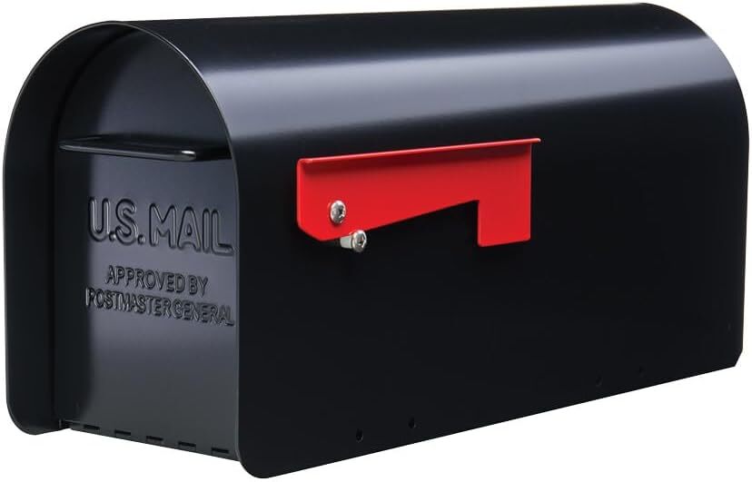 Large Capacity Galvanized Steel black, Post-Mount Mailbox, Metal, Black