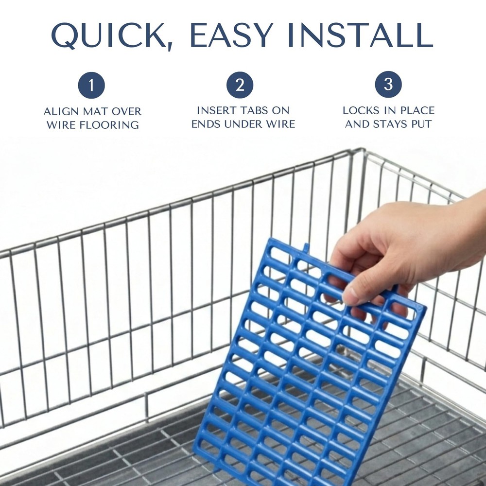 Premium Rabbit Cage Mats (Blue, 6 Pack) | Heavy Duty ABS Wire Floor Protector...