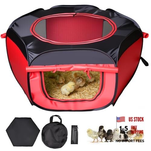 Chicken Brooder Box for Chick Starter Kit Chicken Brooder Tent,Red+Black