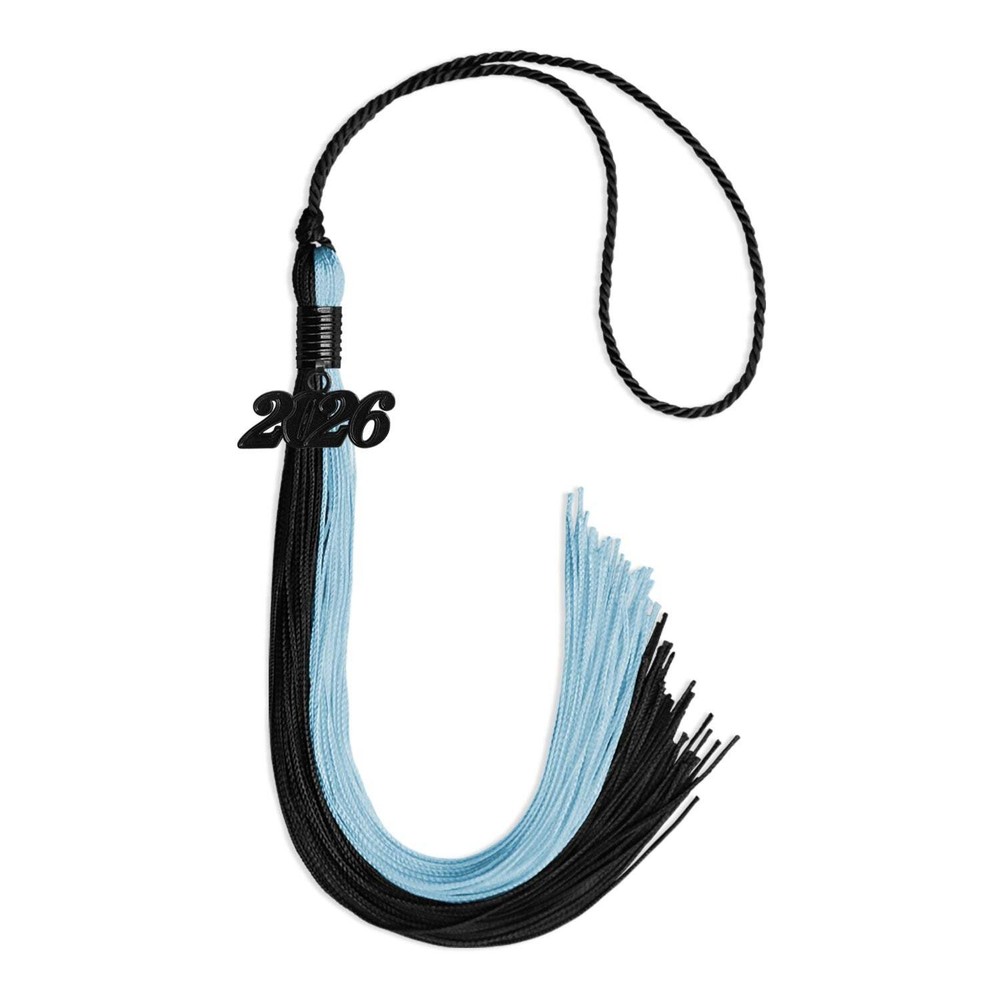 Endea Graduation Black/Light Blue Tassel with Black Date Drop