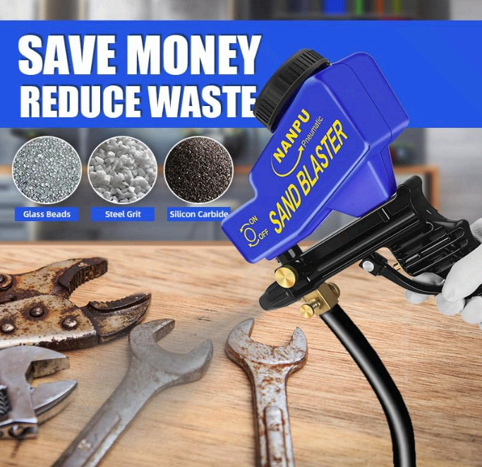 Light-Duty Air Sandblaster Gun Kit, Siphon & Gravity Feed, Ceramic Nozzle