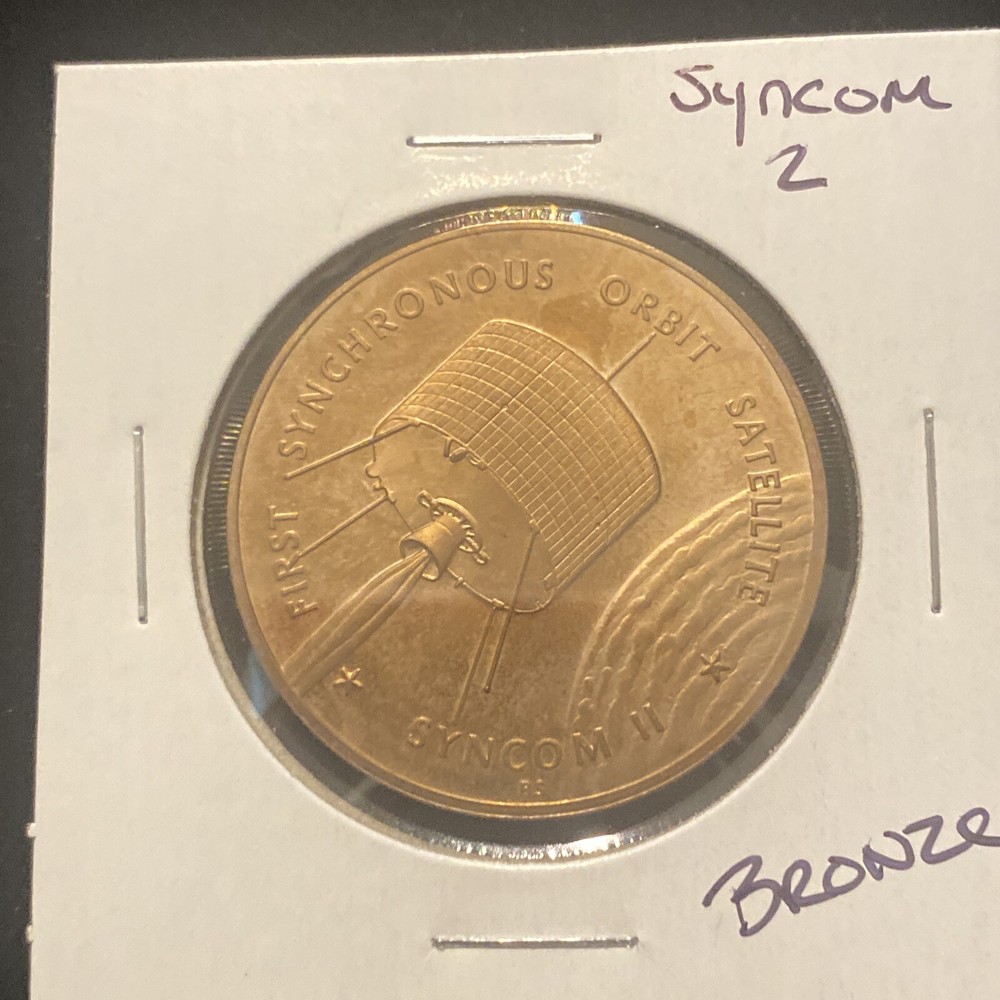 Vintage Syncom 2 Bronze Token Space Synchronous Orbit Satellite Token