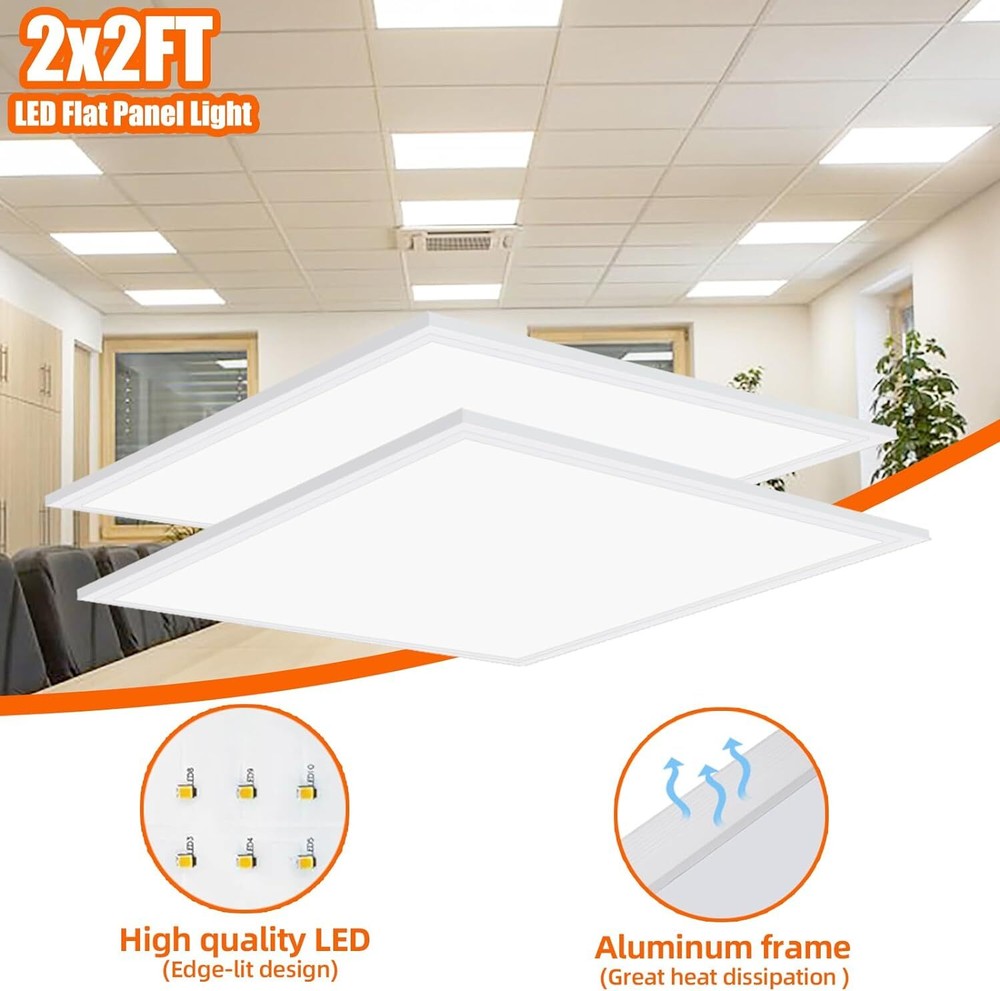 2X2FT LED Flat Panel Light 5800LM 8X45W 5000K Drop Ceiling Ceiling Office Lights
