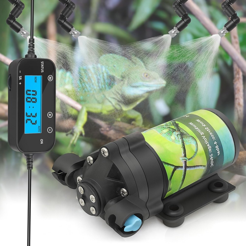 Reptile Misting System with Timer, 6 Adjustable-Joint Nozzles, -Priming Pump,...