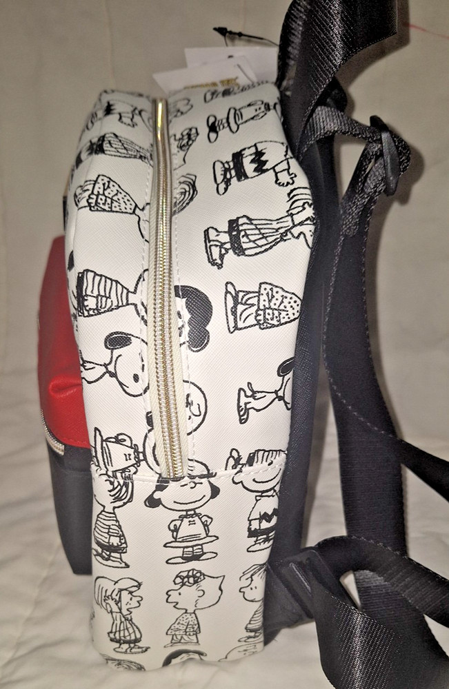 Peanuts Full Cast Bioworld Mini Backpack 'White/Red/Black' - NWT