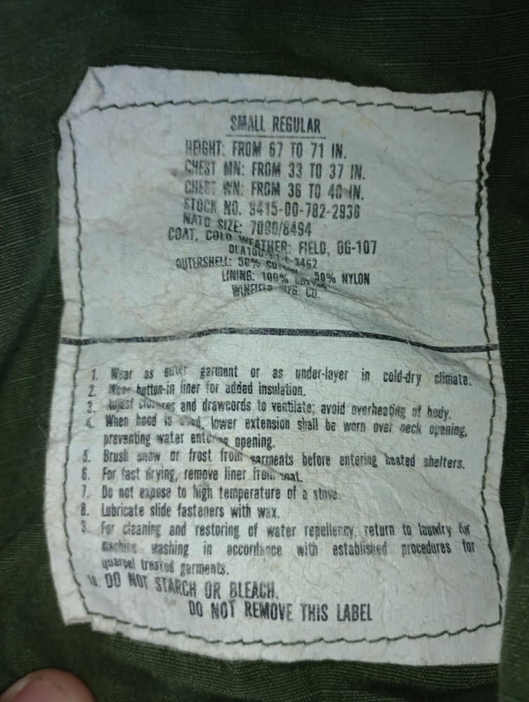 US OG 107 Field Jacket Coat,Small USED