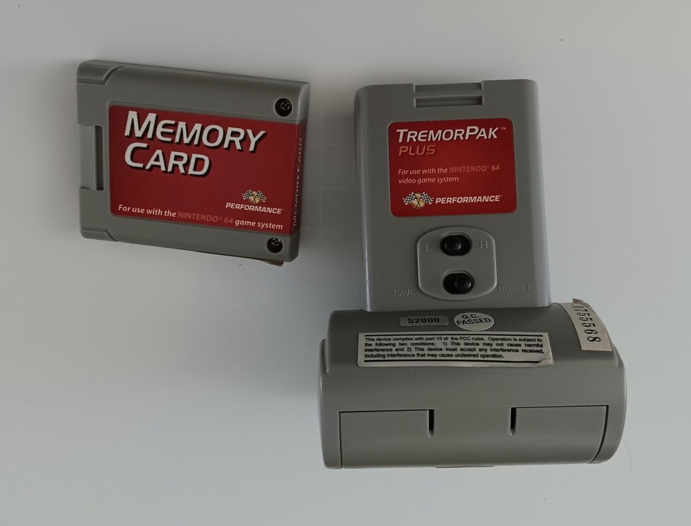 Performance TremorPak Memory Card Plus For Nintendo 64 N64 Controller Gray Lot