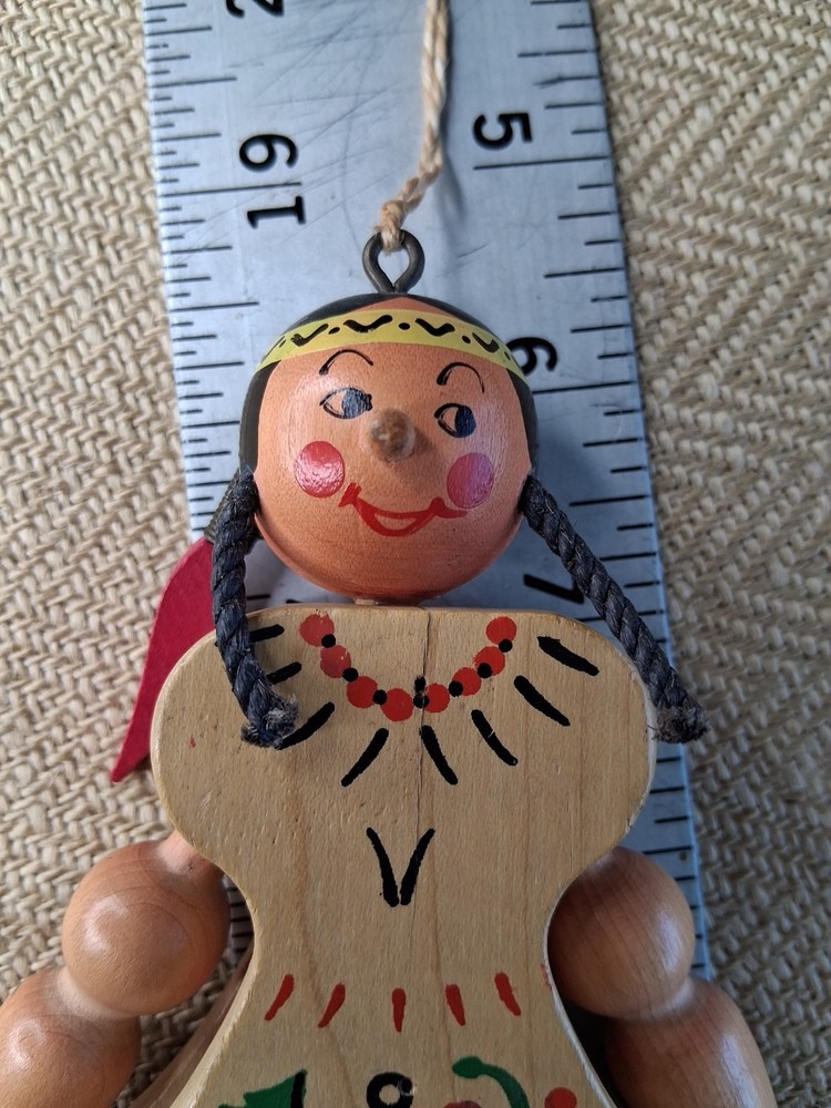 Vtg M. Gschnitzer Austrian Wooden Pull String Puppet c.1960s Native American