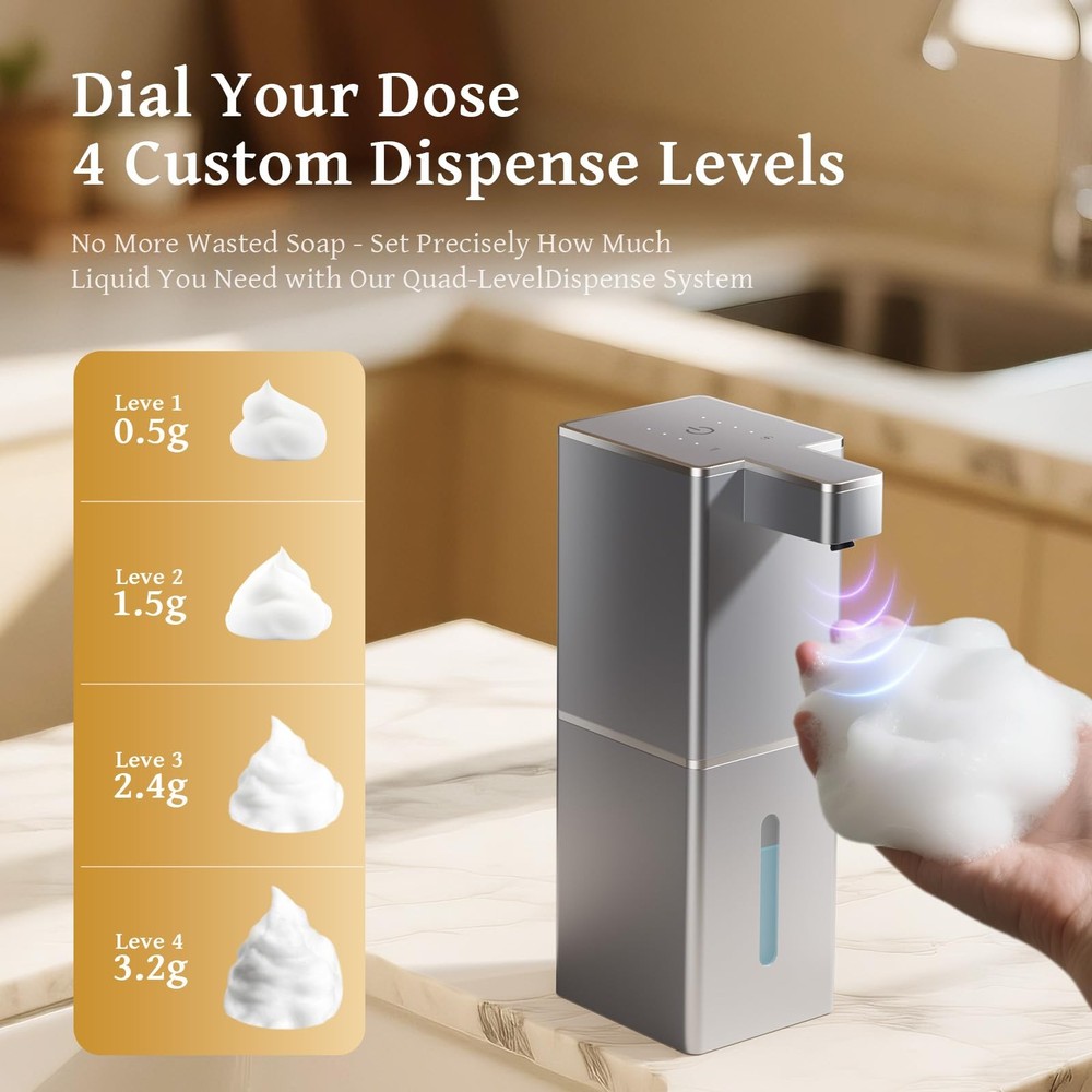 Vuswikoti P12 Automatic Foaming Soap Dispenser - Touchless, 4-Level Adjustabl...