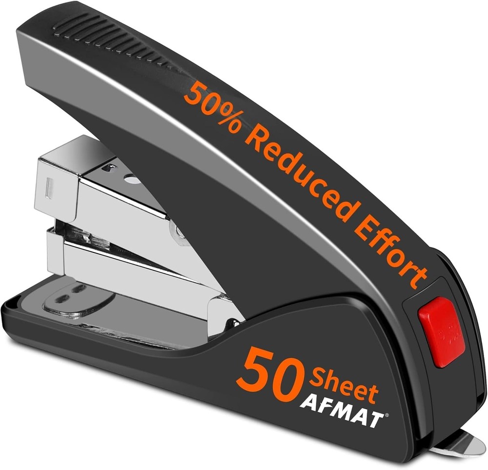 Durable Black Stapler - 50 Sheets Capacity, Built-In Remover for Effortless Use