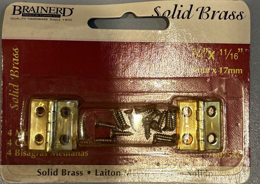 Brainerd Solid Brass 3/4"x 11/16" Pair Butt Hinge