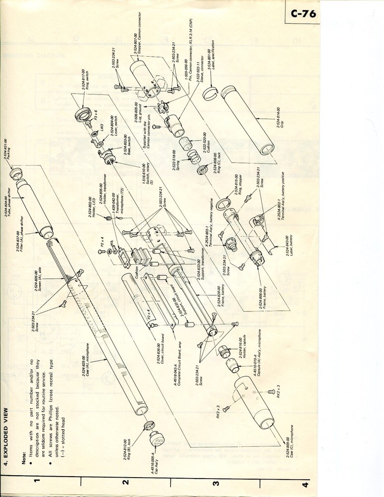 VINTAGE SONY SERVICE MANUAL CONDENSOR MICROPHONE C- 76