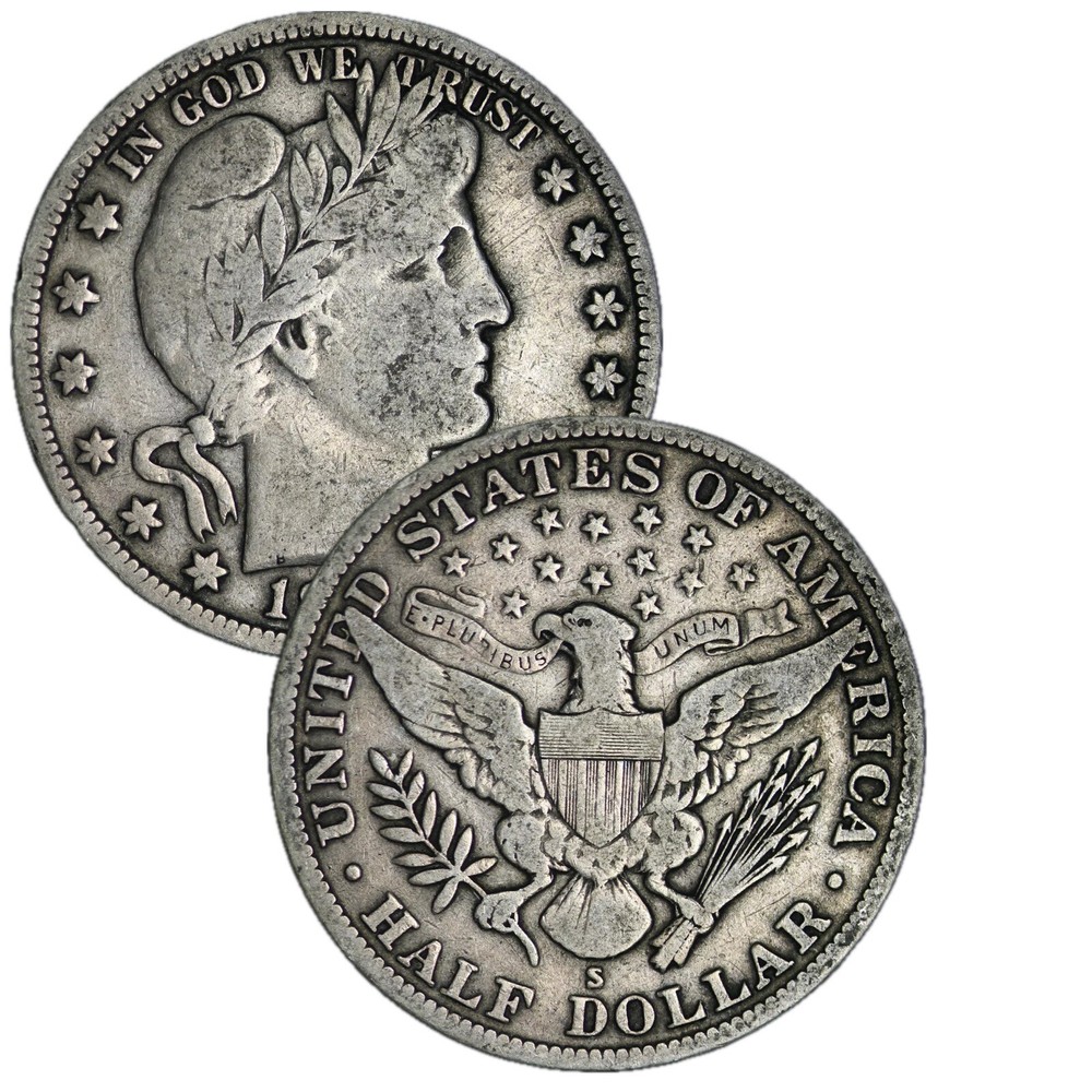 (1 PC. LOT) BARBER HALF DOLLAR SOLID HIGH GRADE FINE SILVER 1892 - 1915