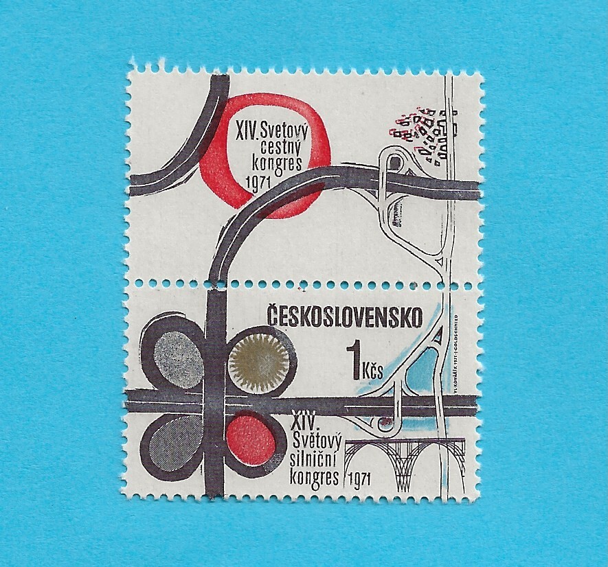 Czechoslovakia nr 1758 cloverleaf highway with tab