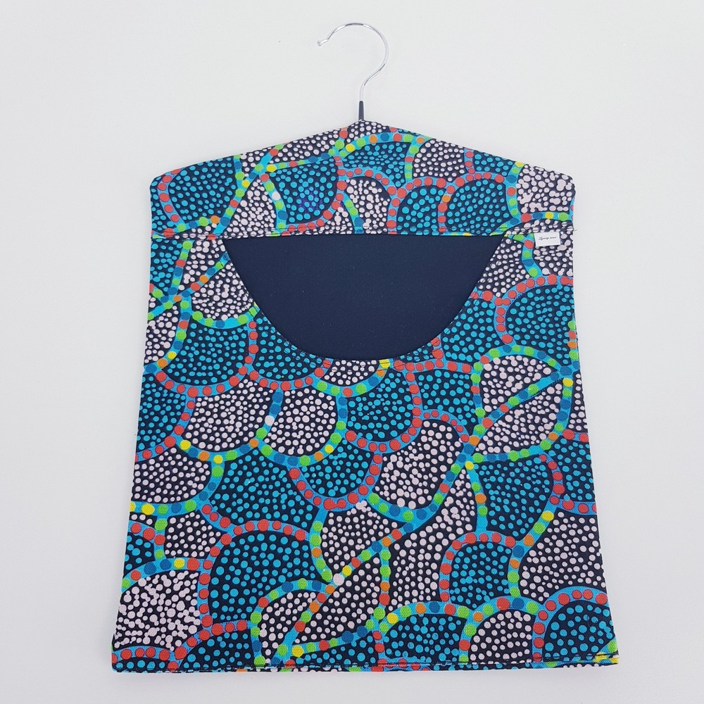 Peg Bag Handmade Blue Black Spotted Print Lined Laundry Clothes Peg Holder