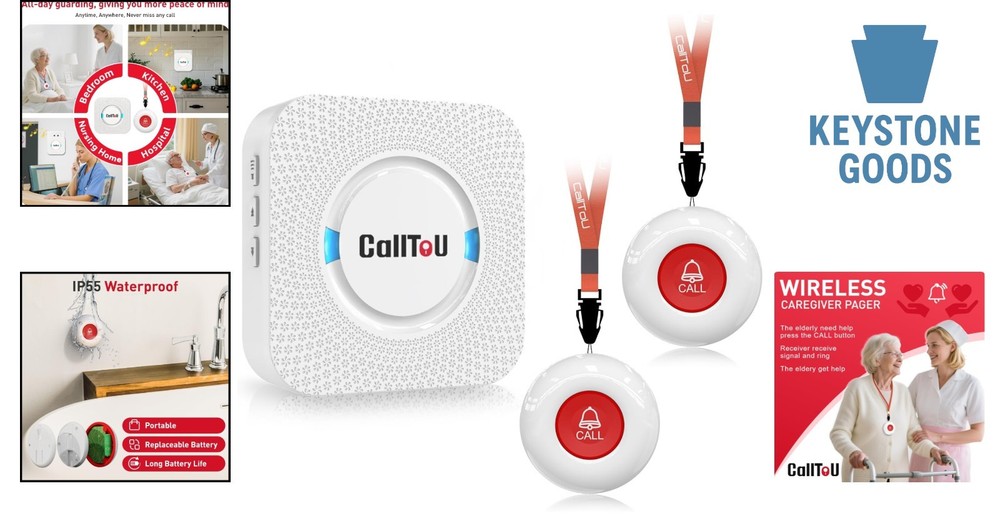 Wireless Elderly Care Call Button System with Long Range & Adjustable Volume