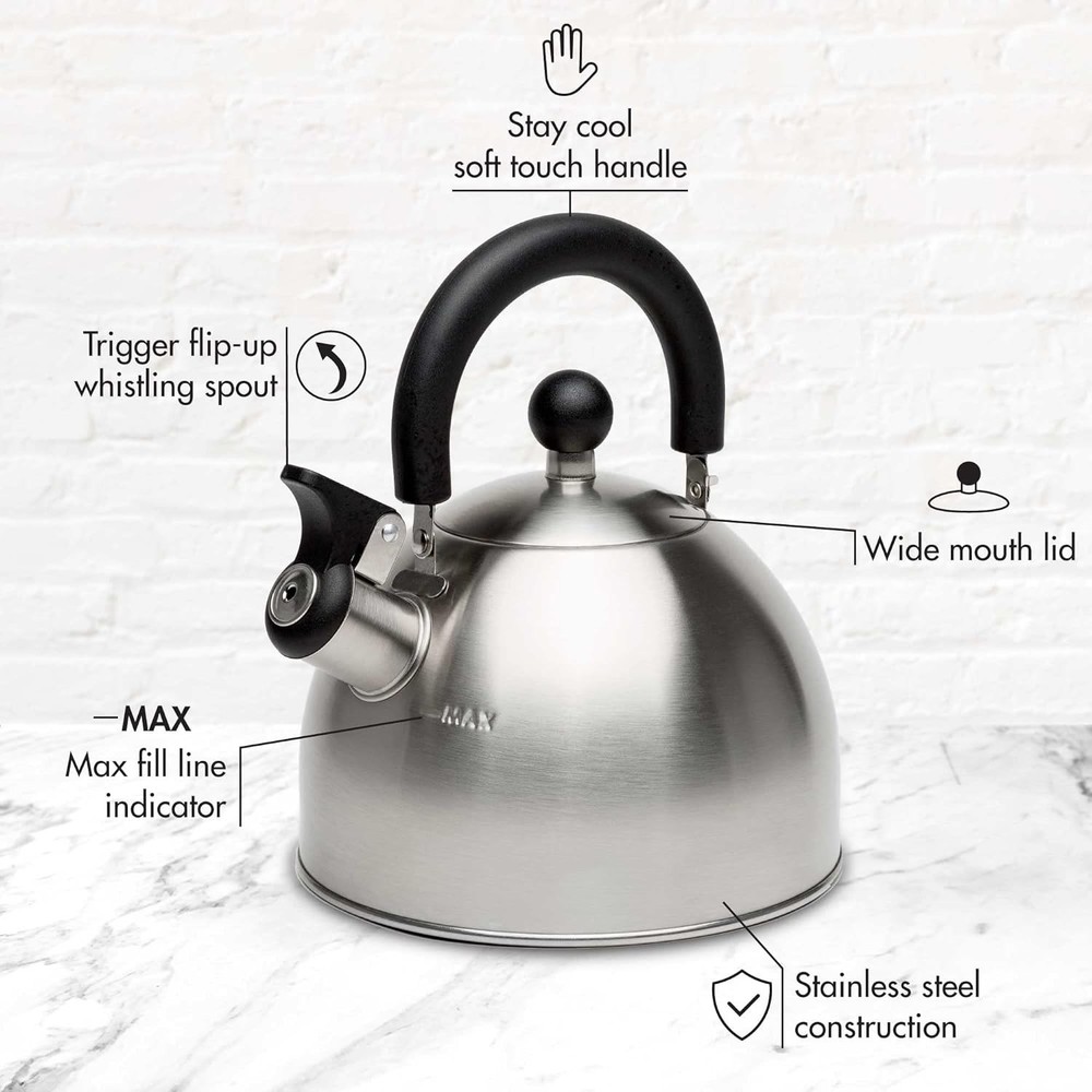 Classic 1.5-Quart Food Grade Stainless Steel Tea Kettle with Cool Touch Handle