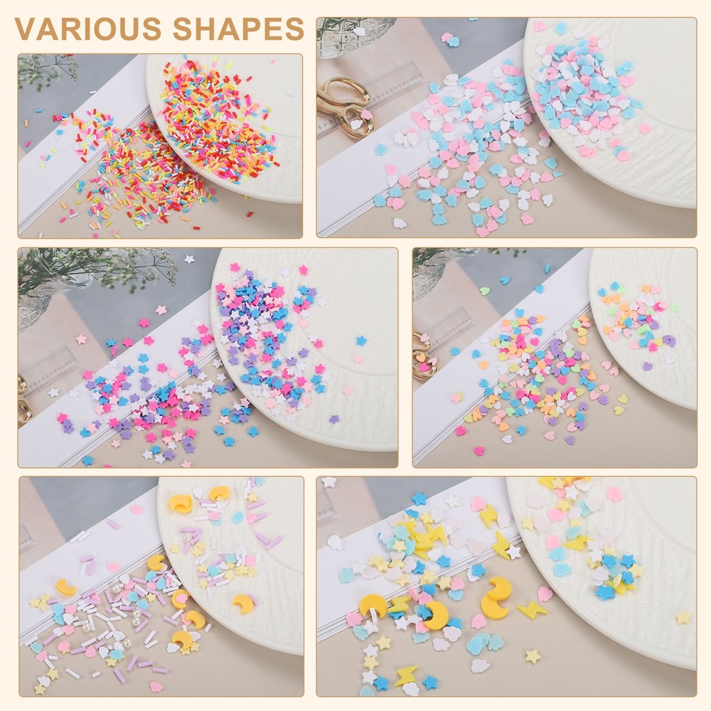 Fake Sprinkles, 9 Set Long-Style Granules, Multicolored