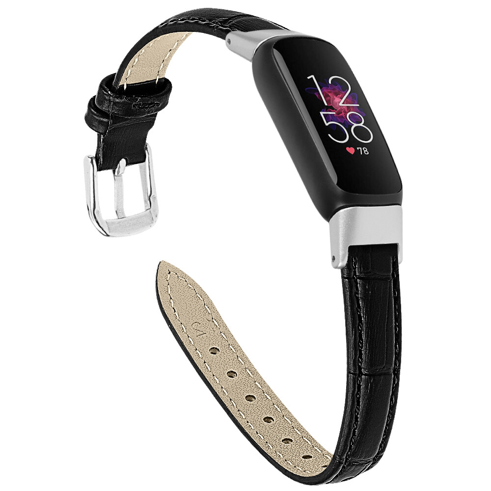 For Fitbit Luxe Replacement Strap Crocodile Pattern Leather Wristband Band