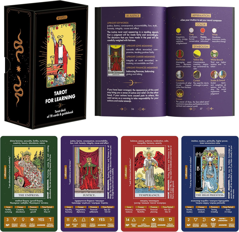 Tarot for Learning - Tarot Cards with Meanings on Them - Beginner Tarot Deck wit
